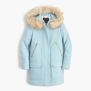 J. Crew Chateau Parka in Stadium-Cloth Wool in Vintage Sky